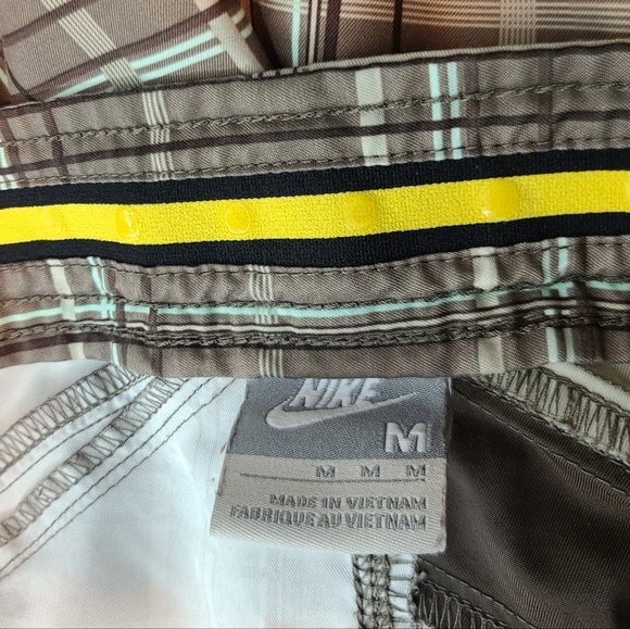 Nike Swim Volley Board Shorts Light Brown/ Tan Plaid Size Medium - Picture 3 of 11